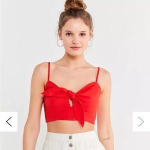 Urban Outfitters Crystal Tie Front cropped cami red medium